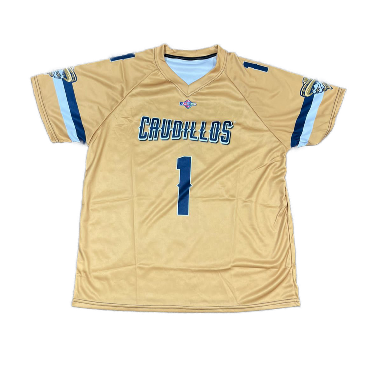 Playera dorada tipo jersey caudillos